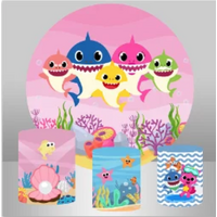 BABY SHARK SEA LIFE PEARL STARFISH PERSONALISED CUSTOM ROUND PLINTH COVERS PARTY DECORATION CYLINDERS STANDS PEDESTALS