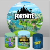 FORTNITE BATTLE ROYALE GAMING PERSONALISED CUSTOM ROUND PLINTH COVERS PARTY DECORATION CYLINDERS STANDS PEDESTALS