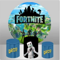 FORTNITE MARSHMALLOW DROP GAMING PERSONALISED CUSTOM ROUND PLINTH COVERS PARTY DECORATION CYLINDERS STANDS PEDESTALS