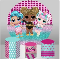 LOL SURPRISE LOVE HEARTS POLKADOTS PERSONALISED CUSTOM ROUND PLINTH COVERS PARTY DECORATION CYLINDERS STANDS PEDESTALS