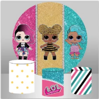 LOL SURPRISE STRIPES POLKADOTS GOLDPERSONALISED CUSTOM ROUND PLINTH COVERS PARTY DECORATION CYLINDERS STANDS PEDESTALS