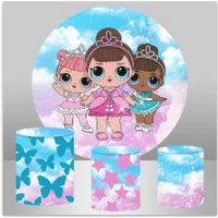 LOL SURPRISE BUTTERFLIES STARS PERSONALISED CUSTOM ROUND PLINTH COVERS PARTY DECORATION CYLINDERS STANDS PEDESTALS