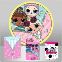 LOL SURPRISE MISS BABY ZIPS PERSONALISED CUSTOM ROUND PLINTH COVERS PARTY DECORATION CYLINDERS STANDS PEDESTALS