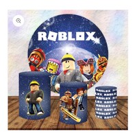 ROBLOX IN SPACE AVATAR VIDEO GAMING PERSONALISED CUSTOM ROUND PLINTH COVERS PARTY DECORATION CYLINDERS STANDS PEDESTALS