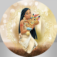 DISNEY POCAHONTAS GOLDEN MAGIC FOREST PARTY SUPPLIES ROUND BIRTHDAY PERSONALISED BANNER BACKDROP DECORATION