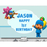 POCOYO BLUE PERSONALISED BIRTHDAY PARTY SUPPLIES BANNER BACKDROP DECORATION