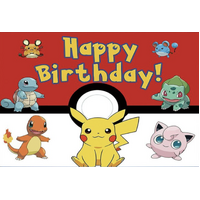POKEMON BALL CAPSULE PIKACHU JIGGLYPUFF SQUIRTLE PERSONALISED BIRTHDAY PARTY SUPPLIES BANNER BACKDROP DECORATION