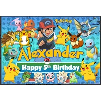 POKEMON ASH PIKACHU PERSONALISED BIRTHDAY PARTY SUPPLIES BANNER BACKDROP DECORATION