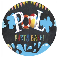 POOL PARTY SUPPLIES SPLISH SPLASH FLOAT BEACH BALL ROUND BIRTHDAY PERSONALISED BANNER BACKDROP DECORATION