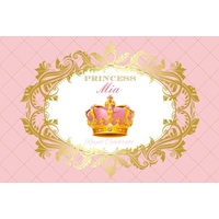 PRINCESS QUEEN DIAMOND CROWN FLORAL PERSONALISED BIRTHDAY PARTY SUPPLIES SUPPLIES BANNER BACKDROP DECORATION