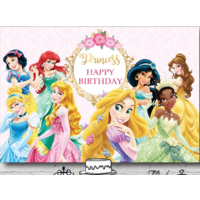 DISNEY PRINCESS PERSONALISED BIRTHDAY PARTY BANNER BACKDROP BACKGROUND