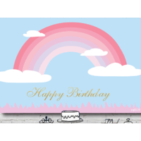 RAINBOW PINK BLUE PERSONALISED BIRTHDAY PARTY SUPPLIES BANNER BACKDROP DECORATION