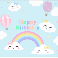 RAINBOW CLOUDS PERSONALISED BIRTHDAY PARTY SUPPLIES BANNER BACKDROP DECORATION