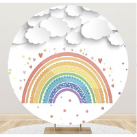 RAINBOW HEARTS STARTS CLOUDS PAPER CUT OUT ARTS PARTY SUPPLIES ROUND BIRTHDAY PERSONALISED BANNER BACKDROP DECORATION