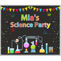 SCIENCE LAB PERSONALISED BIRTHDAY PARTY SUPPLIES BANNER BACKDROP DECORATION