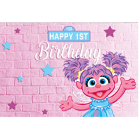 SESAME STREET ABIGAIL ABBY CADABBY PINK PERSONALISED PARTY BANNER BACKDROP BACKGROUND