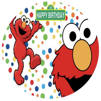 SESAME ST. ELMO POLKA DOTS PARTY SUPPLIES ROUND BIRTHDAY PERSONALISED BANNER BACKDROP DECORATION