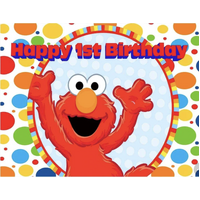SESAME ST. ELMO POLKADOTS PERSONALISED 1ST BIRTHDAY PARTY SUPPLIES BANNER BACKDROP DECORATION