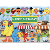 SESAME ST BALLOONS COOKIE MONSTER GROVER BIG BIRD ELMO PERSONALISED BIRTHDAY PARTY SUPPLIES BANNER BACKDROP DECORATION