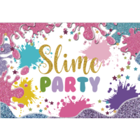 SLIME GLUE GLITTER PERSONALISED BIRTHDAY PARTY BANNER BACKDROP BACKGROUND