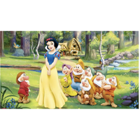 SNOW WHITE SEVEN DWARFS DISNEY PRINCESS FORREST PERSONALISED BIRTHDAY PARTY SUPPLIES BANNER BACKDROP DECORATION