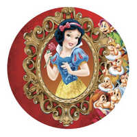 SNOW WHITE PRINCESS ENCHANTED PARTY SUPPLIES ROUND BIRTHDAY PERSONALISED BANNER BACKDROP DECORATION