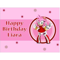 SONIC THE HEDGEHOG AMY ROSE PINK PERSONALISED BIRTHDAY PARTY SUPPLIES BANNER BACKDROP DECORATION