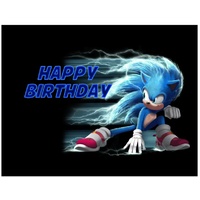 SONIC THE HEDGEHOG BLACK PERSONALISED BIRTHDAY PARTY BANNER BACKDROP BACKGROUND