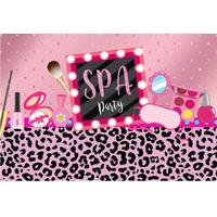 SPA SALON LEOPARD PRINT PERSONALISED BIRTHDAY PARTY SUPPLIES BANNER BACKDROP DECORATION