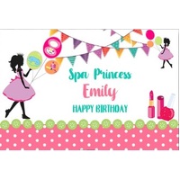 SPA SALON MANICURE BALLOONS PERSONALISED BIRTHDAY PARTY SUPPLIES BANNER BACKDROP DECORATION