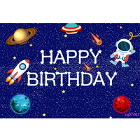 SPACE ROCKET ASTRONAUT PERSONALISED BIRTHDAY PARTY BANNER BACKDROP BACKGROUND