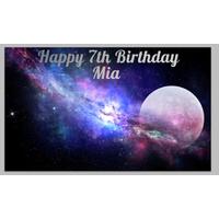 SPACE MOON GALAXY PERSONALISED BIRTHDAY PARTY SUPPLIES BANNER BACKDROP DECORATION