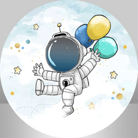 SPACE ASTRONAUT BALLOONS STARS CLOUDS PARTY SUPPLIES ROUND BIRTHDAY PERSONALISED BANNER BACKDROP DECORATION
