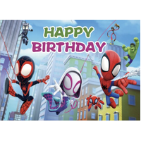 MARVEL SPIDERMAN MILES MORALES GWEN PETER PARKER PERSONALISED BIRTHDAY PARTY SUPPLIES BANNER BACKDROP DECORATION