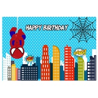 BABY SPIDERMAN SPIDER BLUE PERSONALISED BIRTHDAY PARTY BANNER BACKDROP