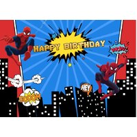 SPIDERMAN WEB SPIDER PERSONALISED BIRTHDAY PARTY SUPPLIES BANNER BACKDROP DECORATION