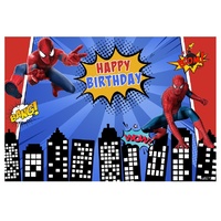 SPIDERMAN WEB SPIDER HERO PERSONALISED BIRTHDAY PARTY BANNER BACKDROP