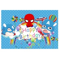 BABY SPIDERMAN SPIDER WEB BLUE PERSONALISED BIRTHDAY PARTY BANNER BACKDROP
