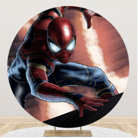 SPIDERMAN AVENGERS MARVEL SUPERHERO PETER PARKER PARTY SUPPLIES ROUND BIRTHDAY PERSONALISED BANNER BACKDROP DECORATION