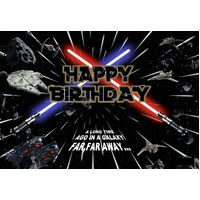 STAR WARS MILLENNIUM FALCON LIGHTSABERS SPACE PERSONALISED BIRTHDAY PARTY SUPPLIES BANNER BACKDROP DECORATION