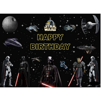 STAR WARS DARTH VADER DEATH STAR LEGO SPACE PERSONALISED BIRTHDAY PARTY SUPPLIES BANNER BACKDROP DECORATION
