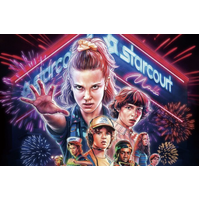 STRANGER THINGS ELEVEN MIKE MAX STEVE DUSTIN PERSONALISED BIRTHDAY PARTY SUPPLIES BANNER BACKDROP DECORATION