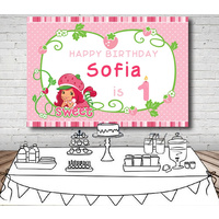STRAWBERRY SHORTCAKE PERSONALISED BIRTHDAY PARTY SUPPLIES BANNER BACKDROP DECORATION