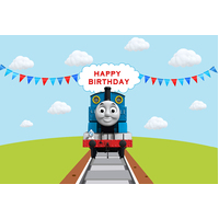 THOMAS THE TANK ENGINE TRAIN PERSONALISED BIRTHDAY PARTY BANNER BACKDROP