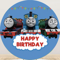 THOMAS THE TANK ENGINE JAMES THE RED HENRY PARTY SUPPLIES ROUND BIRTHDAY PERSONALISED BANNER BACKDROP DECORATION
