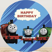 THOMAS THE TANK ENGINE TRAINS PARTY SUPPLIES ROUND BIRTHDAY PERSONALISED BANNER BACKDROP DECORATION