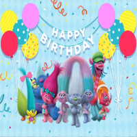 TROLLS BALLOONS PERSONALISED BIRTHDAY PARTY SUPPLIES BANNER BACKDROP DECORATION