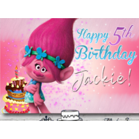 TROLLS POPPY PINK PERSONALISED BIRTHDAY PARTY SUPPLIES BANNER BACKDROP DECORATION