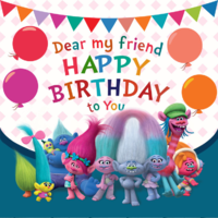 TROLLS BALLOONS PERSONALISED BIRTHDAY PARTY BANNER BACKDROP BACKGROUND