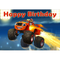 MONSTER TRUCK PERSONALISED BIRTHDAY PARTY BANNER BACKDROP BACKGROUND